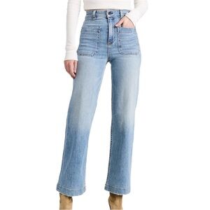 ASKK NY Women’s Blue Cotton Sailor Pants Mid to High Rise Wide Leg Jeans Size 26